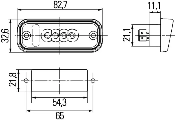LED Skiltlykt f/innfelling 24V 1W Hella 