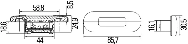 STEP LAMP 1X2 BLUE MD12/24 SS RIM    2XT Hella 