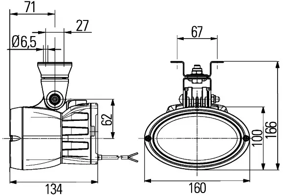 Arbeidslysk. Oval 100 xenon 24v DT-konta Hella 
