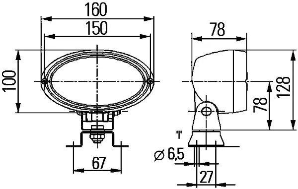 WORK LAMP NA 0GR HD MG24 AM OV100    1GA Hella 