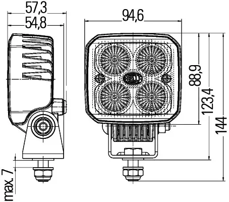 Arbeidslampe LED Q90compact  Nær, 1000lm Hella 