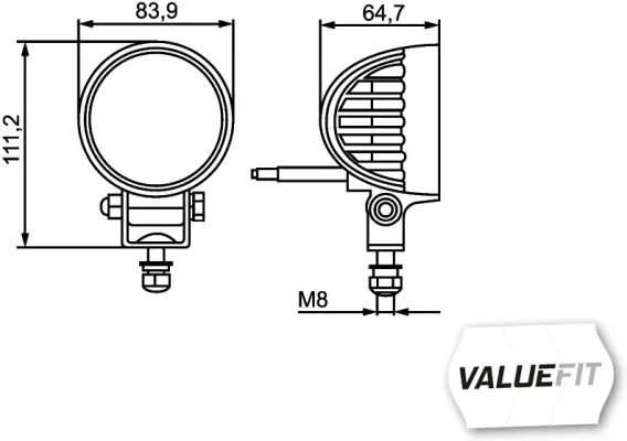 ValueFit LED rund arb.lampe 600LM Ø84 mm Hella 