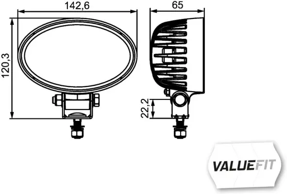 ValueFit LED arb.lys oval 1200Lm nær Hella 