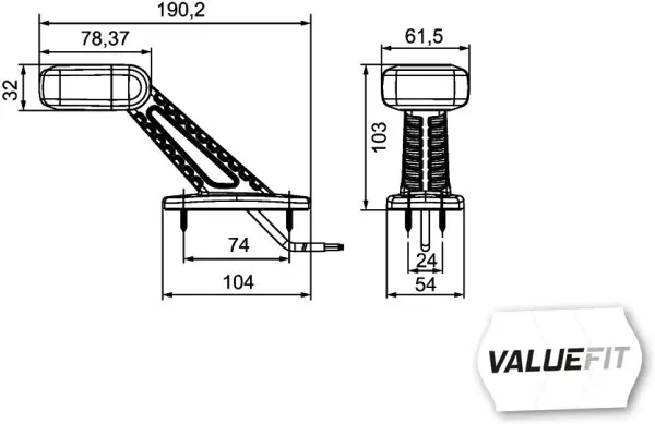 LED gummiarm venstre side Hella 