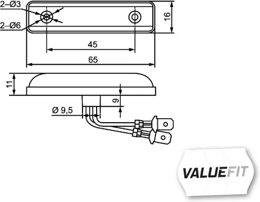 LED Markeringslykt 12v hvit ValueFit Hella 