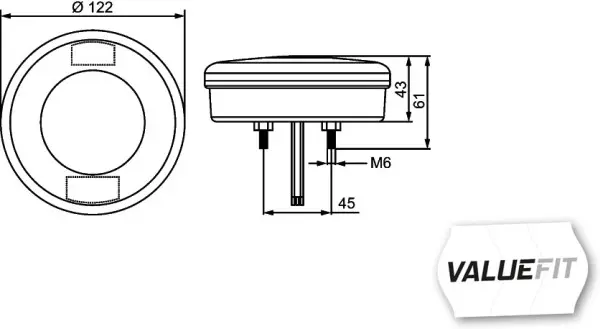 LED baklampe rund Ø122 Hella 