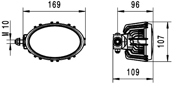 Arbeidslykt Oval 100 LED Comp Sidemonter Hella 