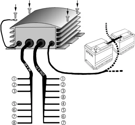 Omformer fra 24v til 12v Hella 