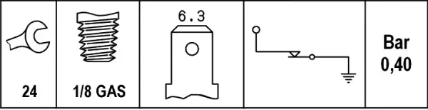 OIL PRESSURE SWITCH 0,4 BAR          6ZF Hella 