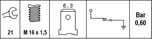 OIL PRESSURE SWITCH 0,6 BAR          6ZF Hella 
