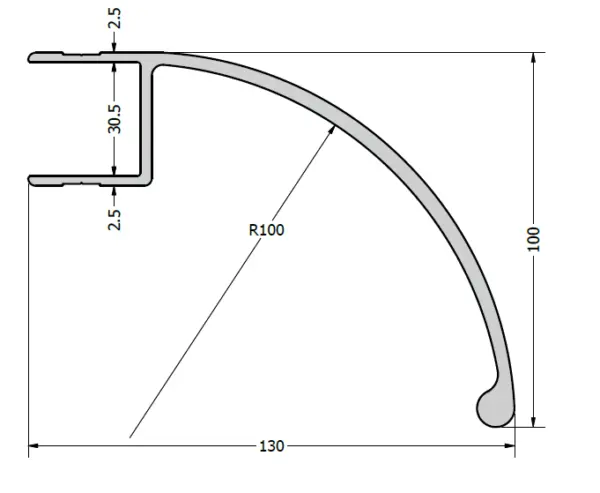 Endeprofil sidehinder Buet L=500mm Hytrans 