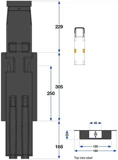 K5 Side pillar  400 Kinnetop steel ED Kinnegrip 
