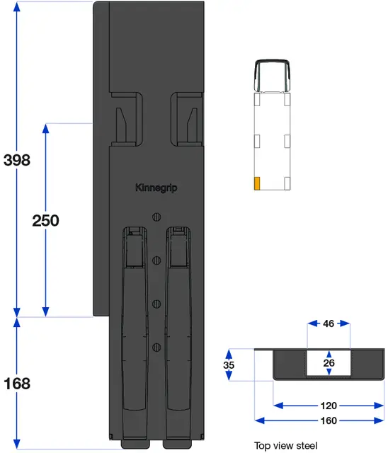 K5 Rear pillar 400 BBD left steel ED Kinnegrip 