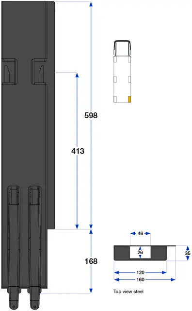 Rear pillar BBD, Right 600 mm Kinnegrip 