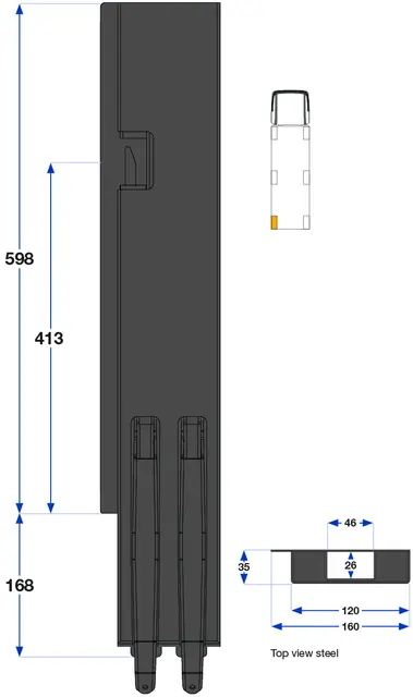 Rear pillar BBE, Left 600 mm Kinnegrip 