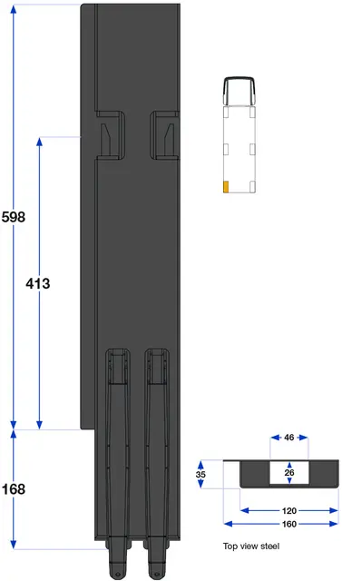 Rear pillar BBD, Left 600 mm Kinnegrip 