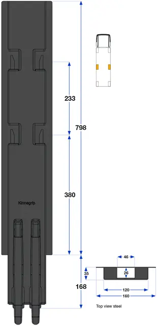 Side pillar 800 mm 2-port Kinnegrip 