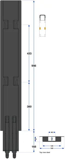 Kinnegrip K5 sidestolpe 100cm Kinnegrip 