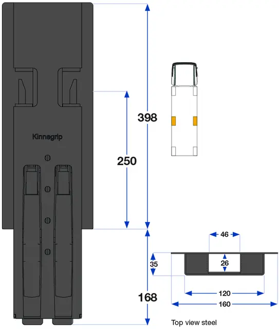 Side pillar, 400 mm Kinnegrip 