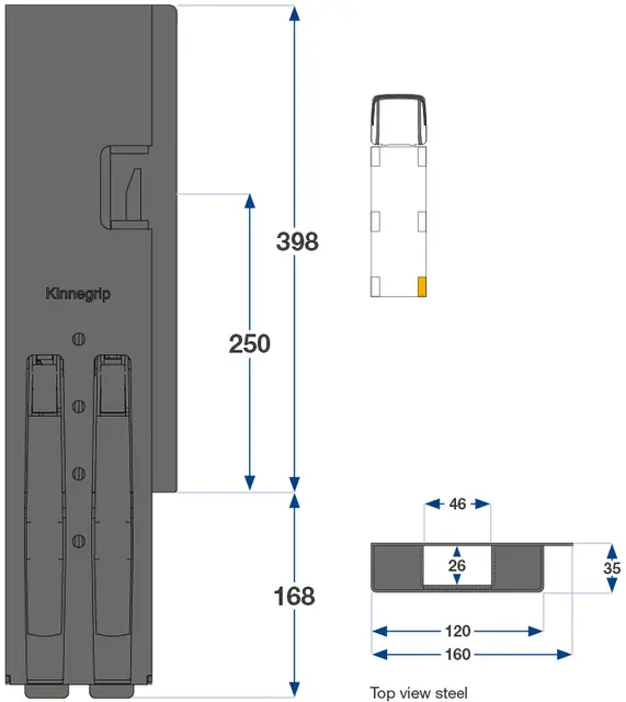 Rear pillar BBE right, 400 mm Kinnegrip 