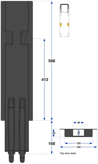Side pillar 600mm Kinnegrip 