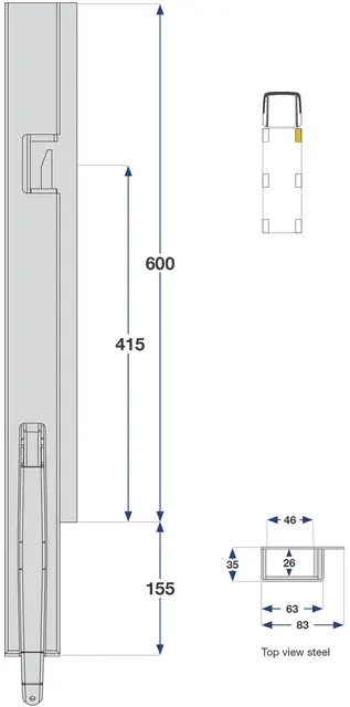 Front pillar left 600 mm Kinnegrip 