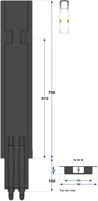 Side-pillar 800  1-port Kinnegrip 