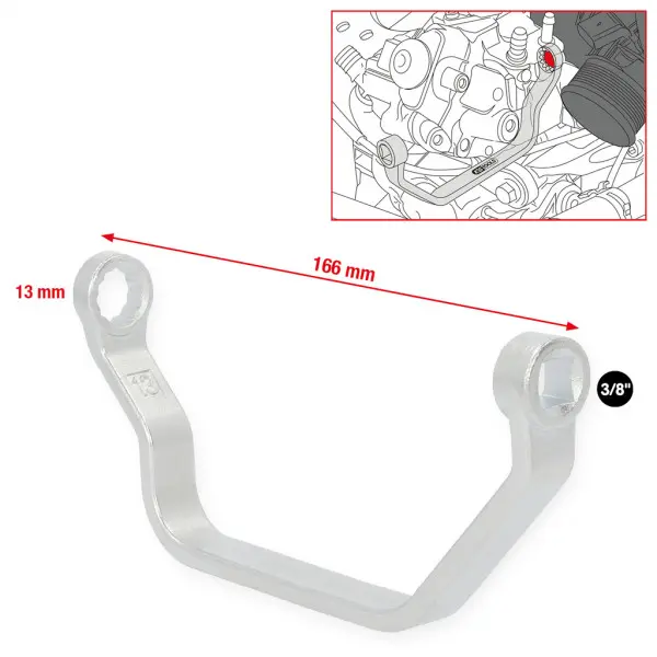 Special socket wrench for suction pipe screw connections, VAG, 13 mm 