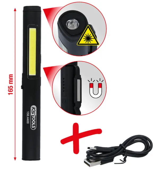 Aluminium Pen light with laser pointer KS Tools 