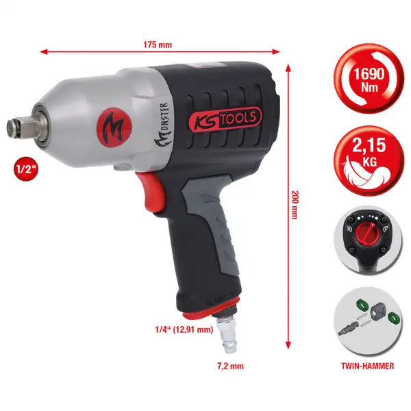 Muttertrekker 1/2" MONSTER 1690Nm KS Tools 