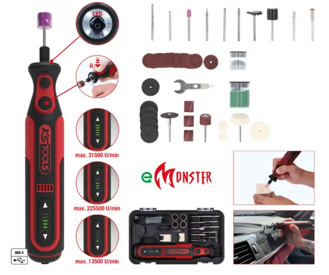 eMONSTER cordless multifunction tool set with 50 accessories 