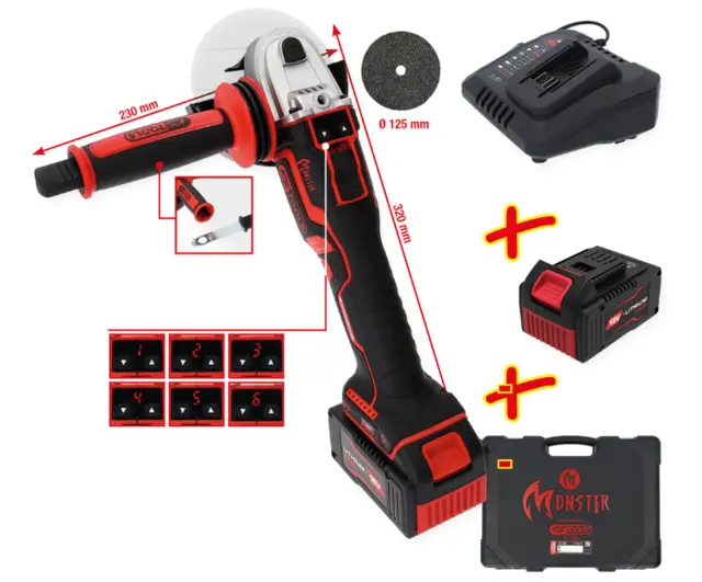 eMONSTER brushless cordless angle grinder set 4 pcs 
