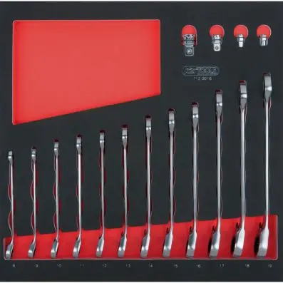 SCS GEARplus ratchet combination spanner set, 16 pcs, 2/3 system insert 