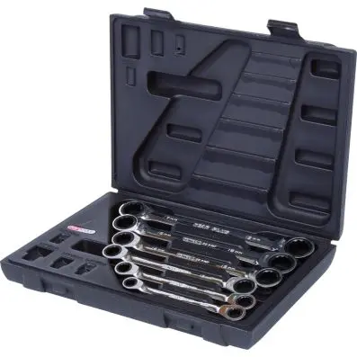 GEARplus Double ring ratchet spanner set , 6 pcs, case 