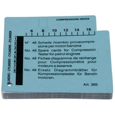Compression pressure test diagram card s et for petrol engines (packaging unit=48 
