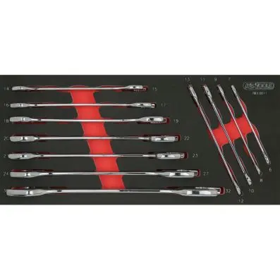 SCS CHROMEplus double open ended spanner set, 11 pcs, 1/3 system insert 