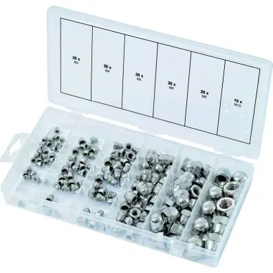 Stainless steel nuts assortment, metric, 150 pcs 