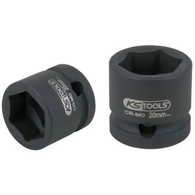 1/2" hexagon impact socket, extra short, 20.0 mm 