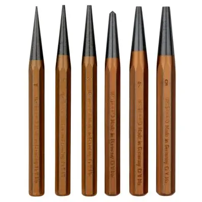 Pin punch set, 6 pcs in a plastic bag 