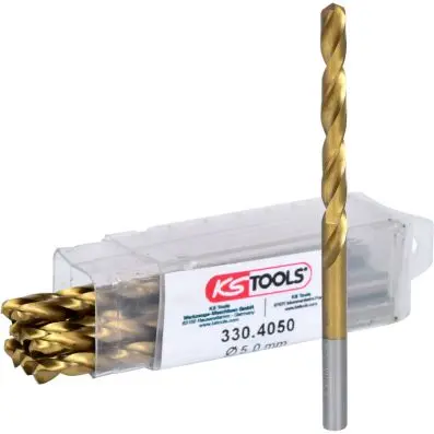 HSS TIN twist drill, pack of 10, 5mm 