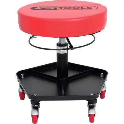 Mobile, height-adjustable stool 