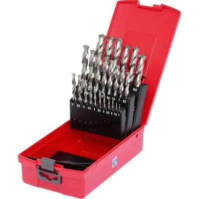 HSS-G Twist drill set, in plastic case, 25 pcs 1-13mm 