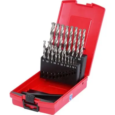 HSS-G Twist drill set, in plastic case, 19 pcs 1-10mm 