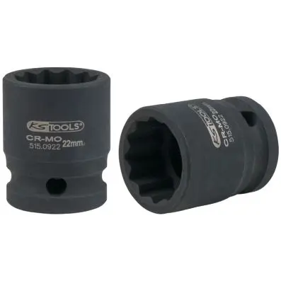 1/2" 12 point impact socket, short, 22mm 