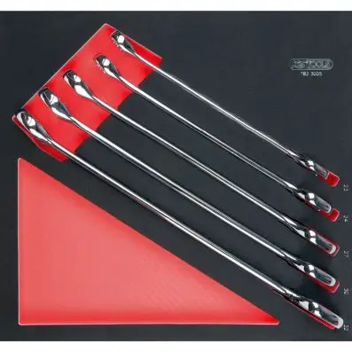 SCS CHROMEplus Combination spanners set, offset, 5 pcs, 2/3 system insert 