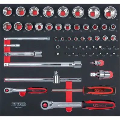 SCS CHROMEplus 1/4"+1/2" Socket set, 57 pcs, 2/3 system insert 