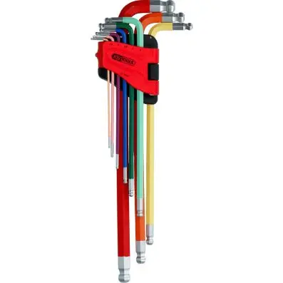 Double ball ended hexagon key wrench set , extremely long, 9 pcs. 