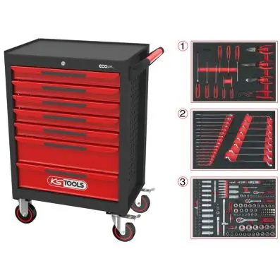 ECOline BLACK/RED toolbox with seven dra Ks Tools 