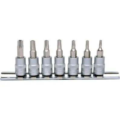 Torx bit socket set, tamperproof, 7 pcs, 1/4", TB10-TB40 