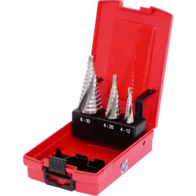 HSS Stepped drill set, in plastic case 3 pcs 